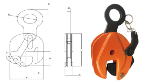 Vertical Plate Clamp With Remot Release Handle