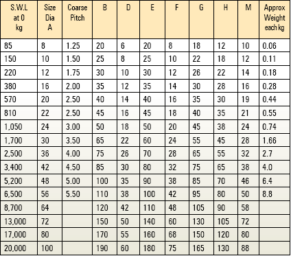 MS Eye Bolt Table